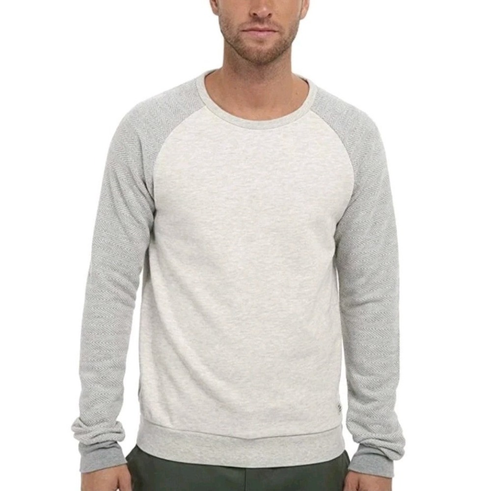 New Scotch & Soda Sportswear Men XXL Gray Raglan Cotton Sweatshirt Pullover Crew